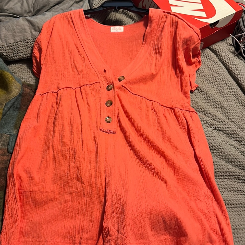 pink lily romper. size large, hot pink